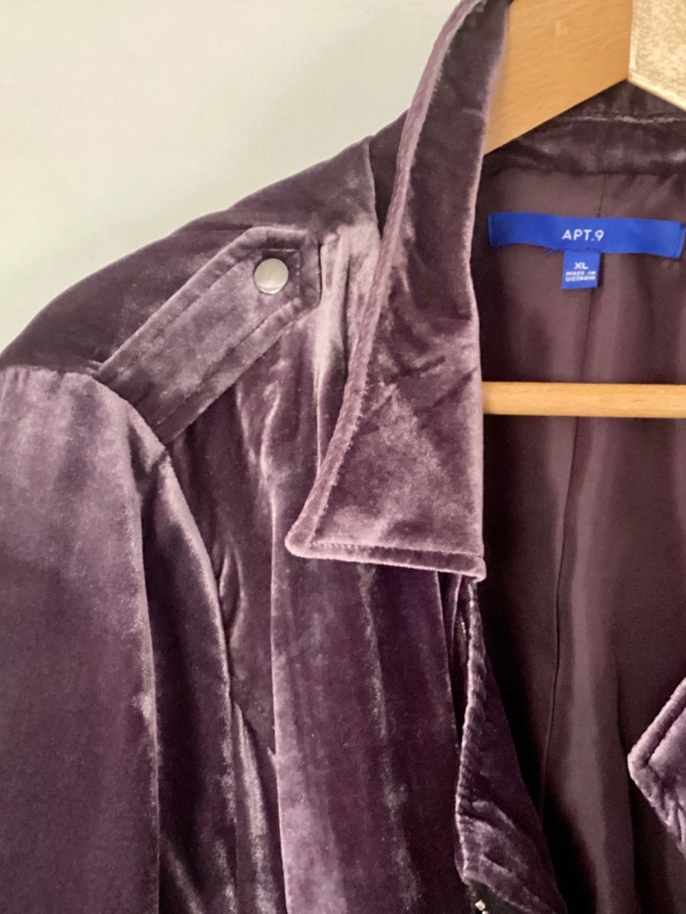 Apt. 9 moto jacket Purple Velvet Size XL Asymmetrical Zipper Party Going Out - Picture 5 of 12